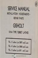 Gisholt Installation Maintenance Repair No 3, 4, 5 Univ Turret Lathe Manual