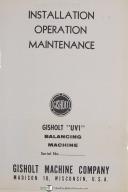 Gisholt Operators Instruct Maint UV1 Balancing Machine Manual