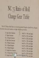Gleason NC 75 Ratio Change Gear Tables Manual