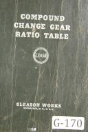 Gleason Compound Change Gear Ratio Table Manual Year (1937)