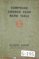 Gleason Compound Change Gear Ratio Table Manual Year (1950)
