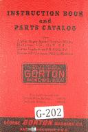 Gorton Instruction Parts 8D 9J Ver Univ Milling Machine Manual