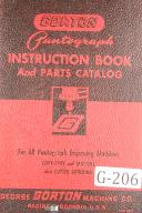 Gorton Instruction Parts Pantograph Engraving Machine Manual