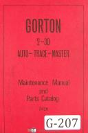 Gorton Maintenance Parts 2-30 Auto Trace Master Milling Machine Manual