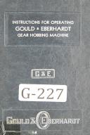 Gould Eberhardt Operators Instruction 24H Manufacturers Gear Hobbing Manual