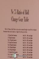Gleason Nc 75 Ratio of Roll Compound Change Gear Tables Manual Year (1929)