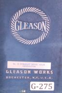 Gleason No 14 Straight Bevel Gear Generator, Operators Instructions Manual