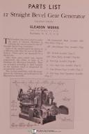 Gleason 12", St Bevel Gear Generator, Parts List Manual Year (1933)