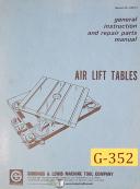 Giddings & Lewis Air Lift Tables, Instructions & Repair Parts Manual 1972