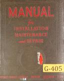 Gisholt Turret Lathe, No. 3, 4 & 5, Form 1077-B, Installation Maintenance Manual
