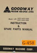Goodway Model GW, 1400 & 1600 Series, Lathes Instructions and Spare Parts Manual