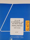 Gould & Eberhardt 12 to 48, Universal & HS Spur Gear, No. 1337, Hobbing Manual
