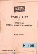 Hardinge Model DSM-59, Second Operation Lathe Machine, Parts List Manual