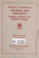 Heald Operating Instructions Set-Up Style No. 81 Combination Grinding Manual
