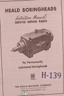 Heald Instruction Service Repair Parts Ball Taper Bearing Boringhead Manual