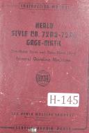 Heald Instruction Service Parts 72A3 72A5 Gage-matic Internal Grinding Manual