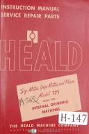 Heald Instruction Service Parts 171 Size-Gage-Matic Internal Grinding Manual