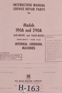 Heald Instruction Parts Service 190A 290A Internal Grinding Manual