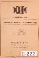 Blohm HFS 9 1754, Surface Grinder Machine, Spare Parts List manual Year (1957)