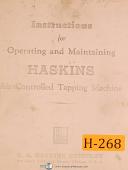 Haskins Type 1C, Tapping Machine, Installation & Operations Manual