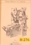 Hauser Henri Type 5, Jig Boring Machine, Operators Manual Year (1951)
