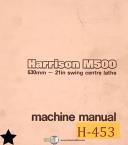 Harrison-Harrison M500, Lathe Operations Maintenance Wiring and Parts Manual-M500-01