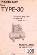 Ingersoll Rand Model 71T2, Type 30, Air Compressor Parts List Manual Year (1984)