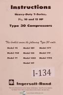 Ingersoll Rand T Series 10 and 15 hp, Type 30 Compressor Operators Manual 1968