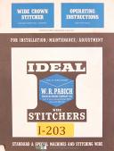 Ideal Stitchers Wide Crown Wire Stitcher, Operations and Parts Manual 1970
