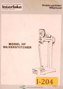 Interlake Packaging Model Silverstitcher, Instructions & parts Manual 1985