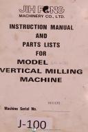 JIH Fong Instructions Parts Lists Turret Type Verical Milling Machine Manual