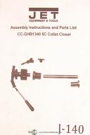 JET CC-GHB1340, 5C Collet Closer Assembly Instruction and Parts List Manual 1995
