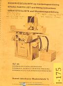 Jakobsen SJ25, Hyd. Surface Grinding, Danish-English-German, Spare Parts Manual