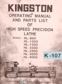 Kingston HL Series, Lathe, Operations & Parts List Manual