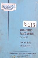 Kearney & Trecker Milwaukee No. BR-10 1200-1800 Milling Machine Part List Manual