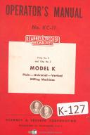 Kearney & Trecker Miwaukee KC-11, 2K, 3K Milling Machine Operators Manual