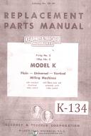 Kearney & Trecker Milwaukee Model K, No. 2, No. 3, Milling Machine Parts Manual