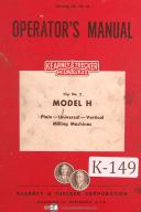 Kearney Trecker Milwaukee H, K, CH, CK, CSM Milling Machine Operators Manual