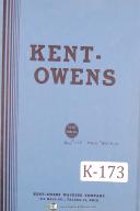 Kent Owens # 1-14 Double Cycle Bed Milling Machine Parts Manual