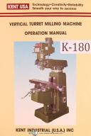 Kent USA KTM Vertical Turret Milling Machien Operation & Parts List Manual