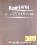 Kempsmith KMB 3 Mastermill, Milling Machine, Operations Maintenance Manual 1962