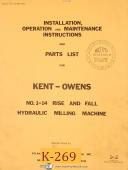 Kent Owens 1-14, Rise & Fall, Hydraulic Mill Operations Maintenance Parts Manual