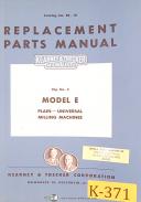 Kearney & Trecker Model E 3hp No. 2, Milling Machine, Repair Parts Manual 1949