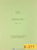 Kearney & Trecker Eb EGM/2-66, Milling, Addendum Maintenance Manual 1967