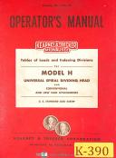 Kearney & Trecker Model H, Spiral Dividing Head Leads & Divisions Manual