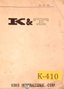 Kearney & Trecker KOKO, 17" x 40" & 17" x 60", Lathe, bk 760, Parts Manual