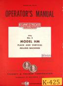 Kearney & Trecker HM No. 5, 20hp HR-16, Milling Machine Operations Manual
