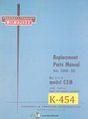 Kearney & Trecker CSM, 2 3 & 4, SMR-20 Milling Machine Parts Manual 1950