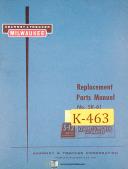 Kearney & Trecker S-12, SI-61 Milling Machine Replacement Parts Manual
