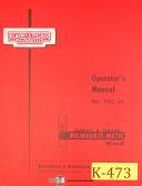 Kearney & Trecker Model II, TGC-61 Milling Machine Operators Manual